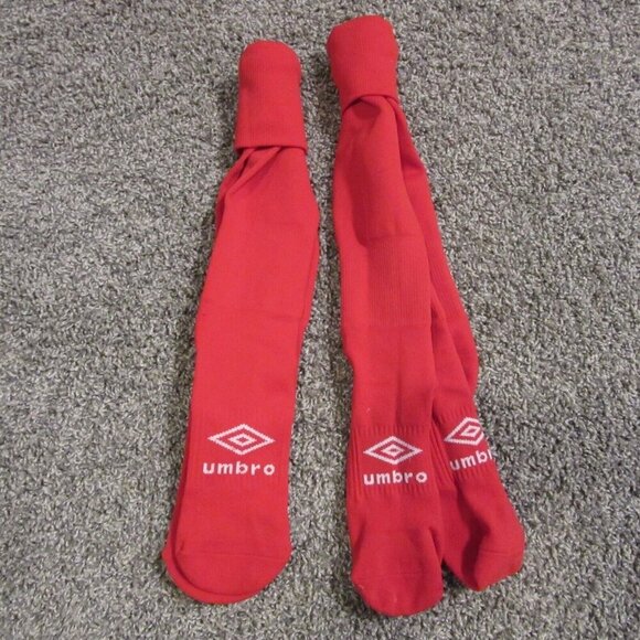 Lot of 2 Pairs Red Umbro Soccer Socks Adult Large Shoe Size7-12 - Picture 1 of 2